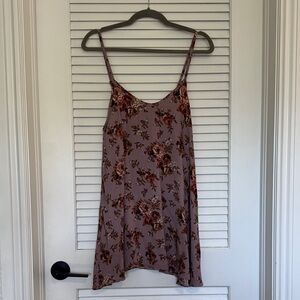 Floral Slip Dress in Mauve with Spaghetti Straps